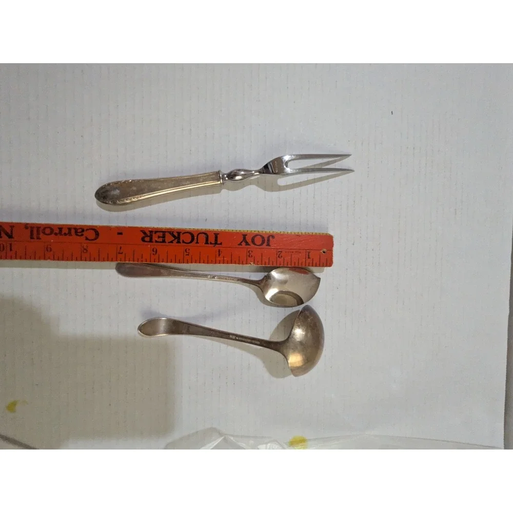 Holmes & Edwards May Queen Silverplate Meat Fork Jelly Server Ladle 3pc Set